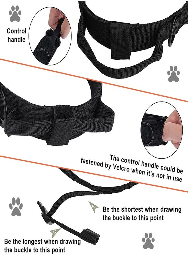 Qpets® Dog Collar Adjustable Nylon Tactical Collar Dog Belt with Strap Handle Dogs Training Collar Quick Release Metal Buckle for Medium Large Abult Dogs(Black, XL, 19.6''-23.2''/50-59cm) - Image 5